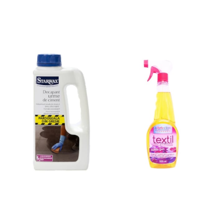 Set Decapant INDEPARTARE urme CIMENT, adeziv, ipsos, rugina de pe GRESIE, Starwax - 1l + Odorizant buble gum 500 ml profesional