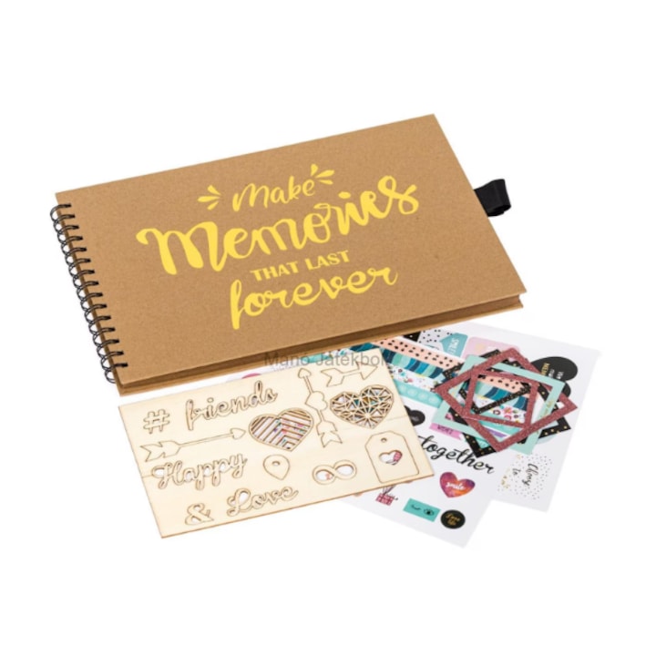 Комплект албуми за снимки, Loka®, С аксесоари, Scrapbook, Формат A4 Пейзаж, Цвят Кафяв, 30 x 20 cm