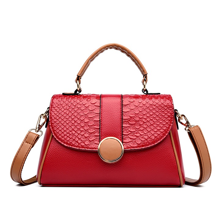 Geanta de mana, GUO-SWY, Crossbody, Piele Ecologica, 24cm*10cm*17cm, Rosu, 24cm*10cm*17cm
