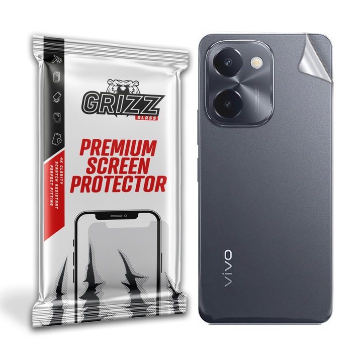 Folie protectie spate telefon, Grizz Glass, Compatibil cu Vivo Y100i