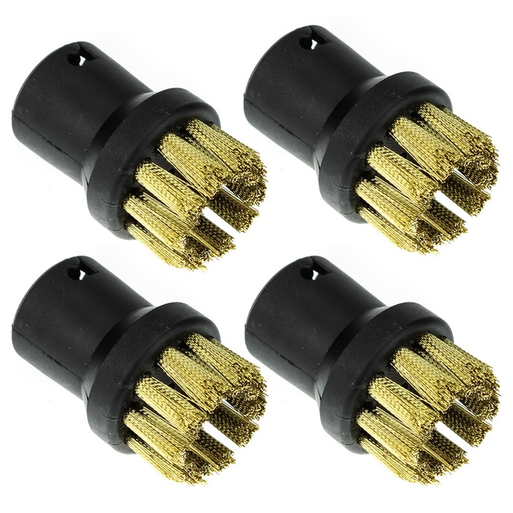 Set perii rotunde Karcher cu peri din alama compatibile SC1 SC2 SC3 SC4 SC5, 4 buc