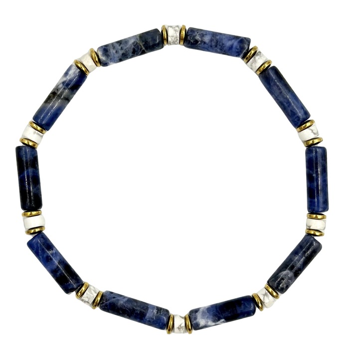 Bratara Papesa cu pietre semipretioase, Alb/Albastru