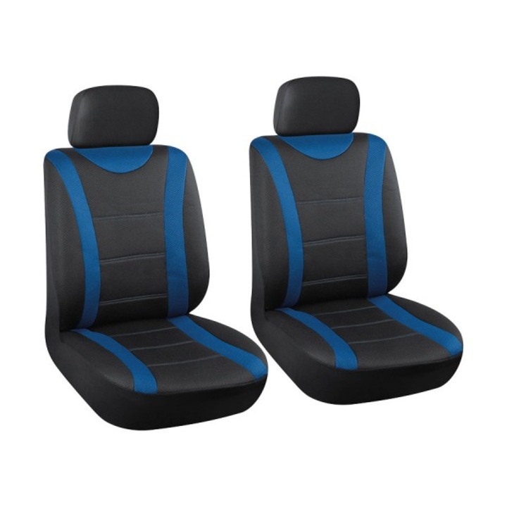 Set huse auto scaune fata, autoutilitara, AutoMax, albastru cu negru