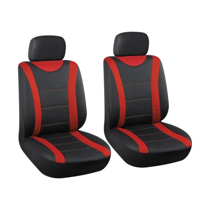 Комплект калъфи за предна седалка, ван, AutoMax, черно с червено