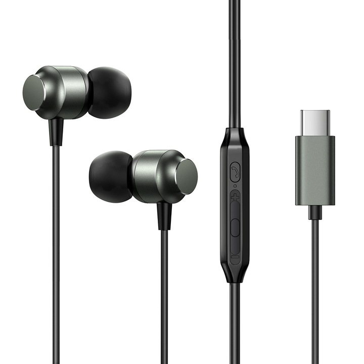 Vezetékes fejhallgató, Joyroom, USB-C, szürke