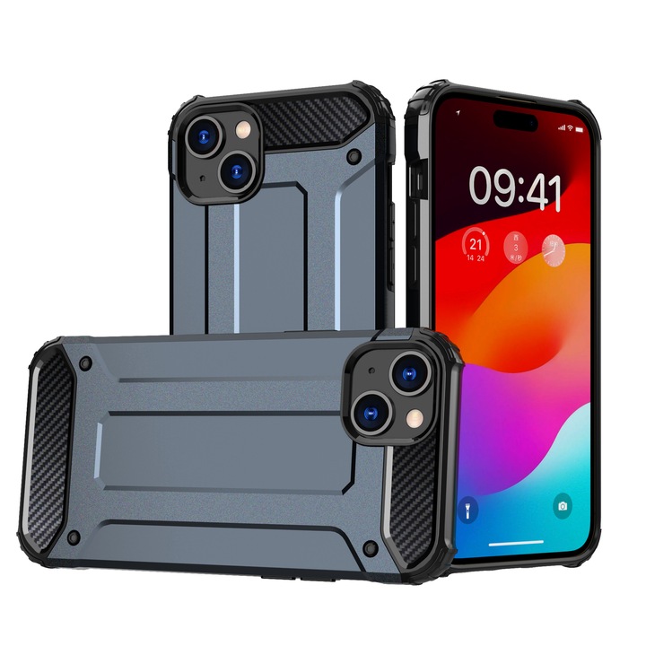 Здрав калъф Hybrid Armor, съвместим с iPhone 15 Plus Blue