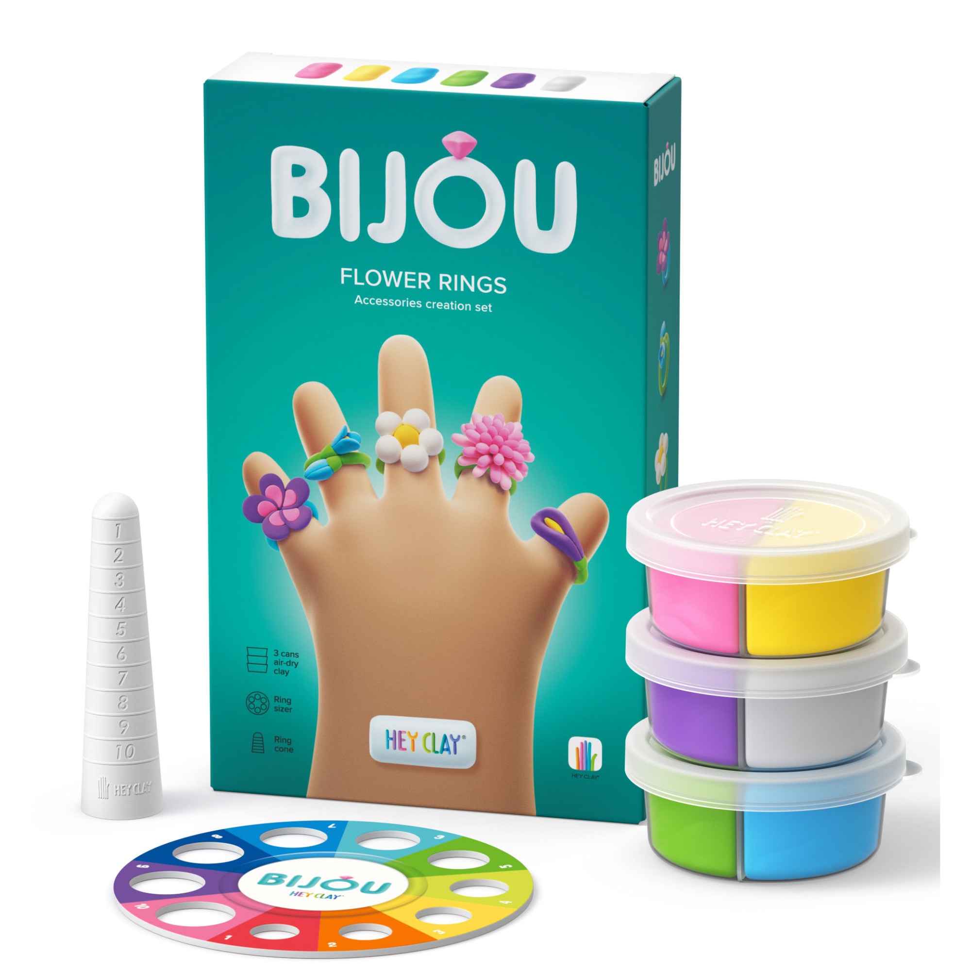 Set Hey Clay Bijou - Flower rings - eMAG.ro