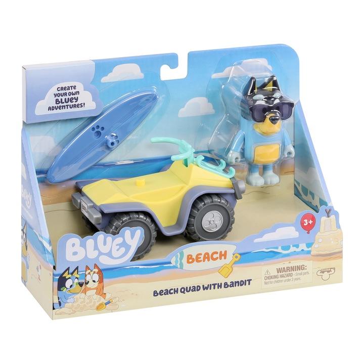 Комплект за игра Bluey - Beach vehicle, с фигурка