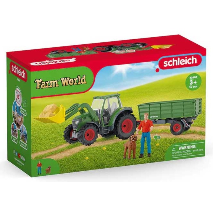 Set de joaca Schleich, Farm World, Tractor cu remorca