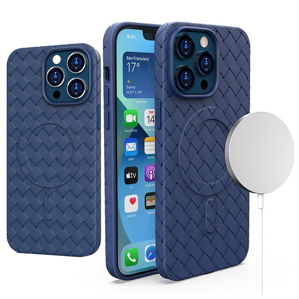 Husa Telefon, Hurtel, Magsafe Woven, TPU, Pentru iPhone 15 Pro, Albastru