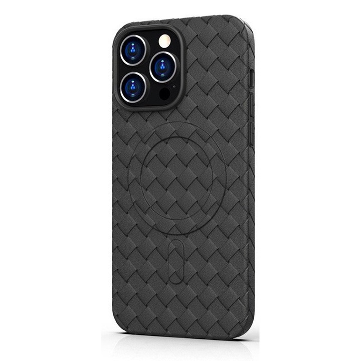Husa Telefon, Hurtel, Magsafe Woven, TPU, Pentru iPhone 15 Pro, Negru