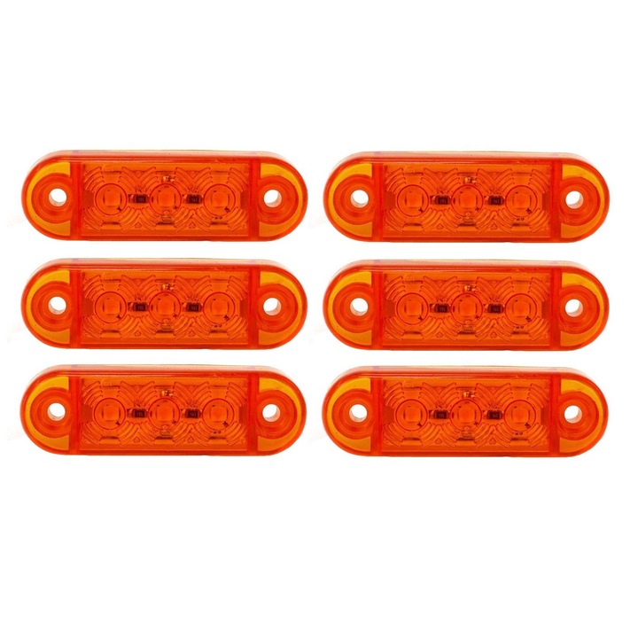 6db-os mini oldalmérő lámpa készlet 6,5 cm 3 SMD, 12-24V, narancs