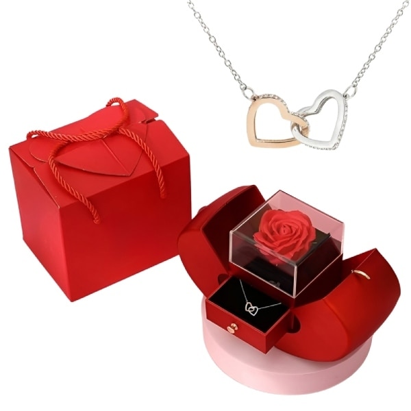 Colier HEARTS cu inimi impletite si cutie cadou gratuita