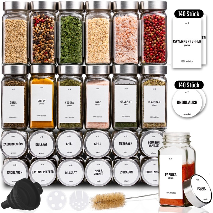 Set 24xBorcane condimente/Suport, Mormark, 120 ml, 10,5x4, 3 cm, Inox