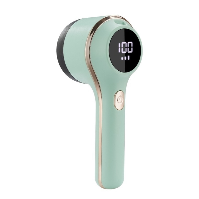 Aparat de Curatat Scame Electric, Afisaj Digital LED, 3 Viteze Reglabile, Motor Puternic 9500 RPM, 6 Lame din Inox, Acumulator Reincarcabil USB, Verde