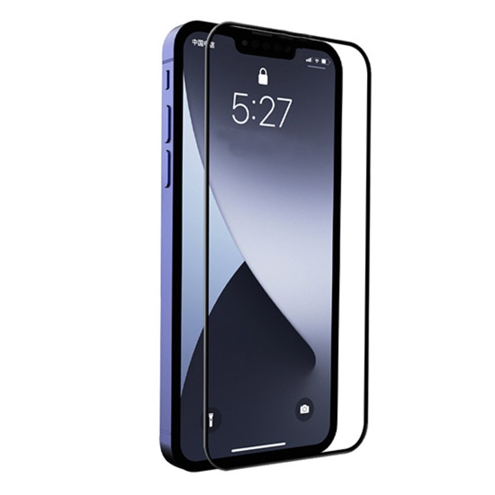 Üvegfólia, kompatibilis az iPhone 13 Pro Max készülékkel / kompatibilis az iPhone 14 Plus készülékkel, teljes képernyő, fekete