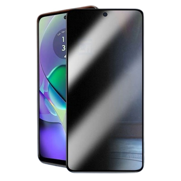 Folie Privacy mata, Ceramica, Compatibila cu iPhone 14 Pro Max/15 Plus, Ecran, Negru