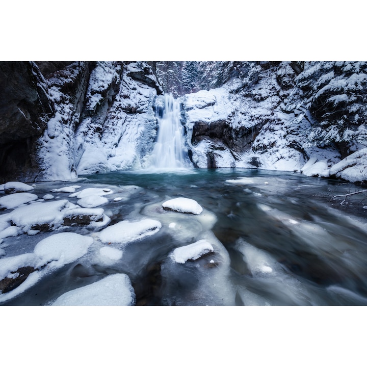 Tablou canvas, Cascada Casoca iarna, Buzau, 90x60 cm
