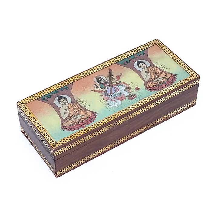 Buddha és Saraswati tarot vagy ékszerdoboz, 26x11cm