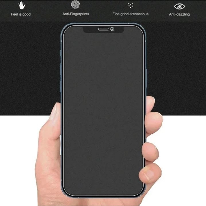 Folie Mata, Anti-orbire, Compatibila cu iPhone 15/15 Pro, Ecran, Sticla, Negru