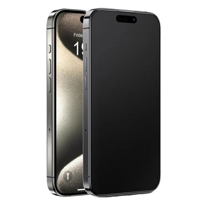 Folie Mata, Anti-orbire, Compatibila cu iPhone 15/15 Pro, Ecran, Sticla, Negru