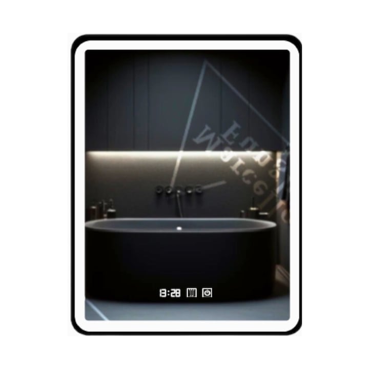 Oglinda Baie Premium LED cu Touch, Sistem Dezaburire Rama Neagra 50x70 cm