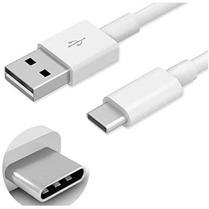 1 метър USB Type-C кабел за пренос на данни с бързо зареждане, USB 2.0 към USB Type-C за Android, D3T, Gerlax White