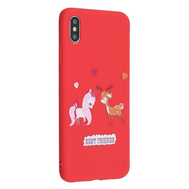 Husa design Animal Lovers, Compatibila cu iPhone XS Max, rosie, material tpu, subtire si usoara