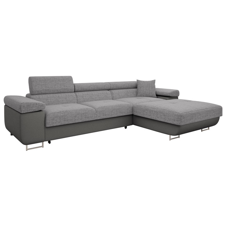 Coltar rabatabil Torezio Mini, MIRJAN24, dreapta, gri deschis + gri inchis, 170x280x87 cm