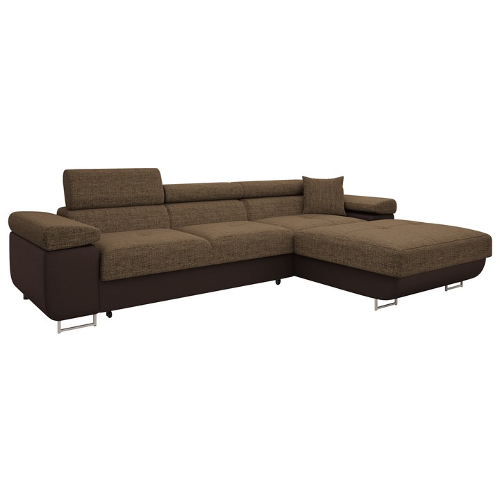 Coltar rabatabil Torezio Mini, MIRJAN24, dreapta, maro deschis + maro inchis, 170x280x87 cm