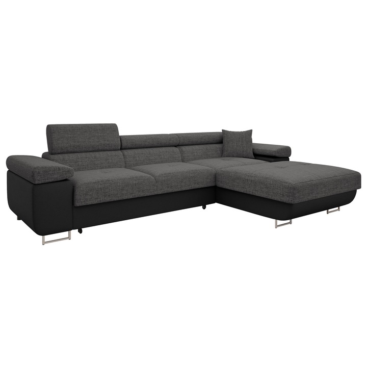 Coltar rabatabil Torezio Mini, MIRJAN24, dreapta, gri + negru, 170x280x87 cm