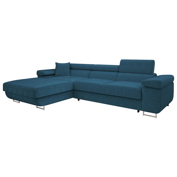 Coltar rabatabil Torezio Mini Reiat, MIRJAN24, stanga, albastru, 170x280x87 cm