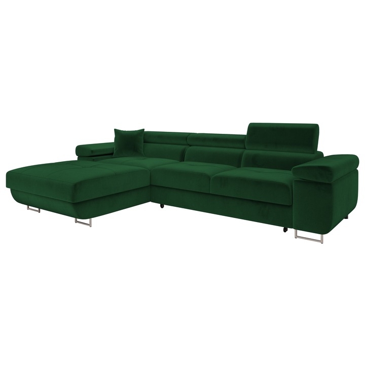 Coltar rabatabil Torezio Mini, MIRJAN24, stanga, verde, 170x280x87 cm
