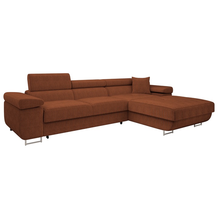 Coltar rabatabil Torezio Mini Reiat, MIRJAN24, dreapta, maro, 170x280x87 cm