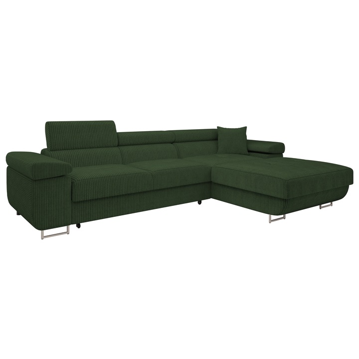 Coltar rabatabil Torezio Mini Reiat, MIRJAN24, dreapta, verde, 170x280x87 cm