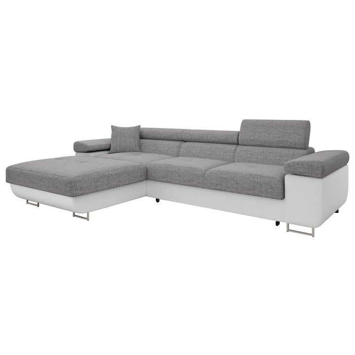 Coltar rabatabil Torezio Mini, MIRJAN24, stanga, alb + gri, 170x280x87 cm