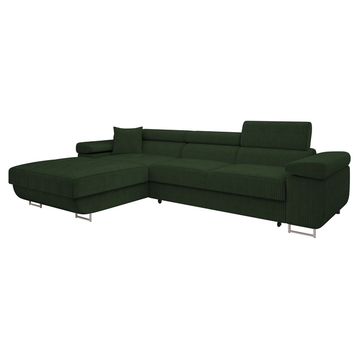 Coltar rabatabil Torezio Mini Reiat, MIRJAN24, stanga, verde, 170x280x87 cm