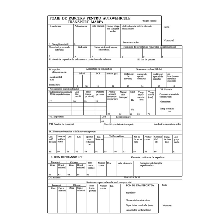 Set 3 buc Foaie parcurs transport marfa A4