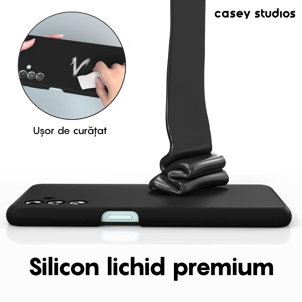 Husa CASEY STUDIOS™ compatibila cu Samsung Galaxy A13 5G/A04s/M13 5G, Soft Silicone Premium, Microfibra in Interior, Negru, de Protectie, Ultra Slim, pentru Incarcare Wireless, Margini Ridicate pentru Protectia Ecranului si a Camerelor