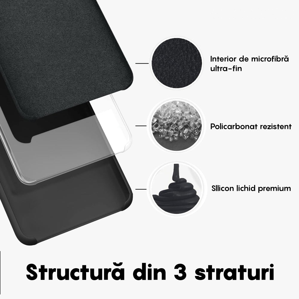 Husa CASEY STUDIOS™ compatibila cu Samsung Galaxy A13 5G/A04s/M13 5G, Soft Silicone Premium, Microfibra in Interior, Negru, de Protectie, Ultra Slim, pentru Incarcare Wireless, Margini Ridicate pentru Protectia Ecranului si a Camerelor