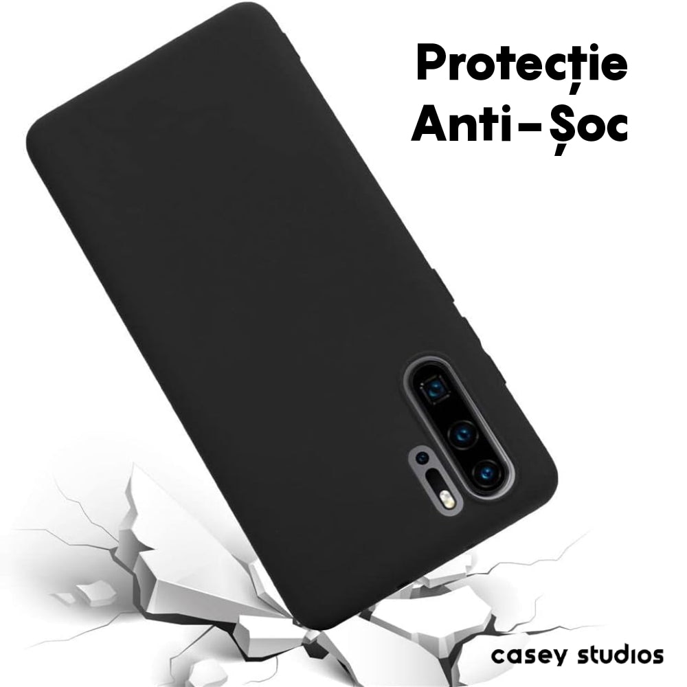 Husa CASEY STUDIOS™ compatibila cu Huawei P30 Pro/P30 Pro New Edition, Soft Silicone Premium, Microfibra in Interior, Negru, de Protectie, Ultra Slim, pentru Incarcare Wireless, Margini Ridicate pentru Protectia Ecranului si a Camerelor