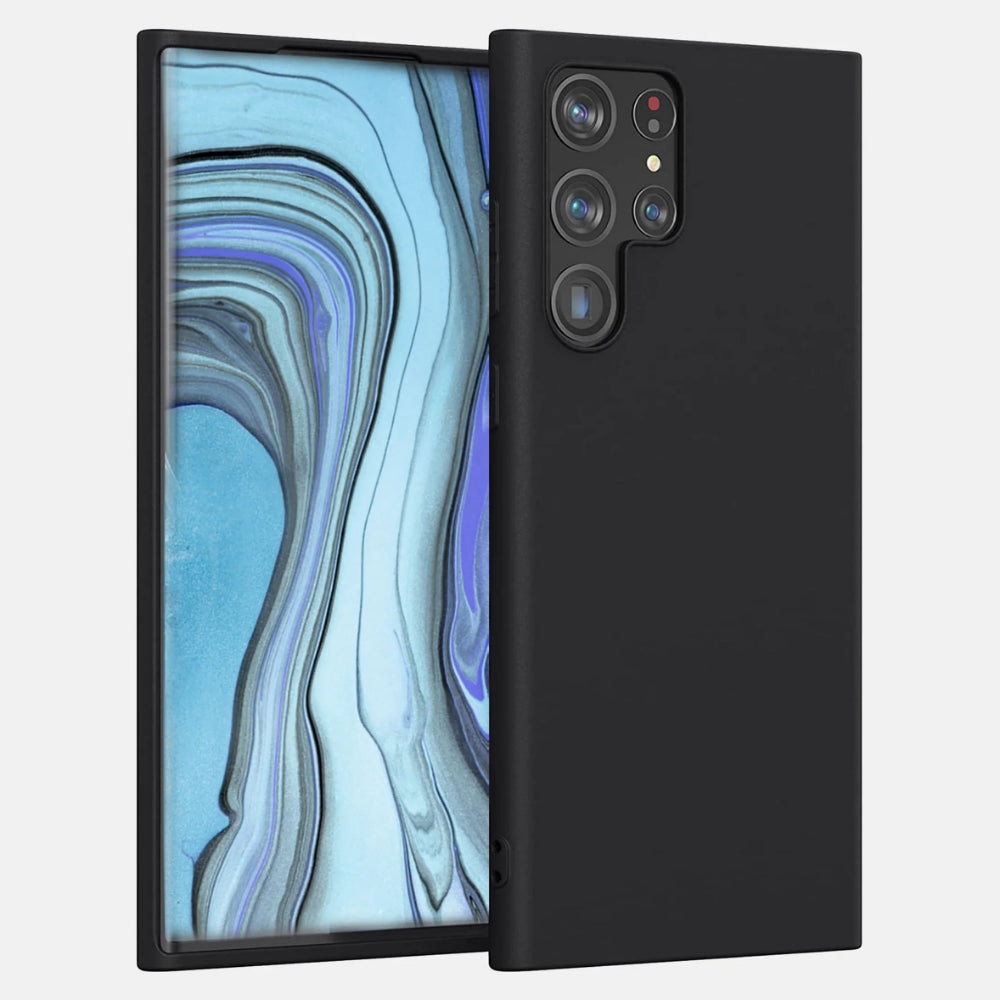 Husa CASEY STUDIOS™ compatibila cu Samsung Galaxy S22 Ultra, Soft Silicone Premium, Microfibra in Interior, Negru, de Protectie, Ultra Slim, pentru Incarcare Wireless, Margini Ridicate pentru Protectia Ecranului si a Camerelor