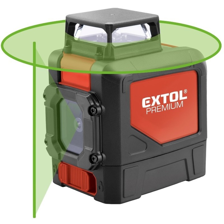 Nivela cu laser, rotire 360 grade si verticala, Extol Premium, linie verde, +-0,3 mm/m
