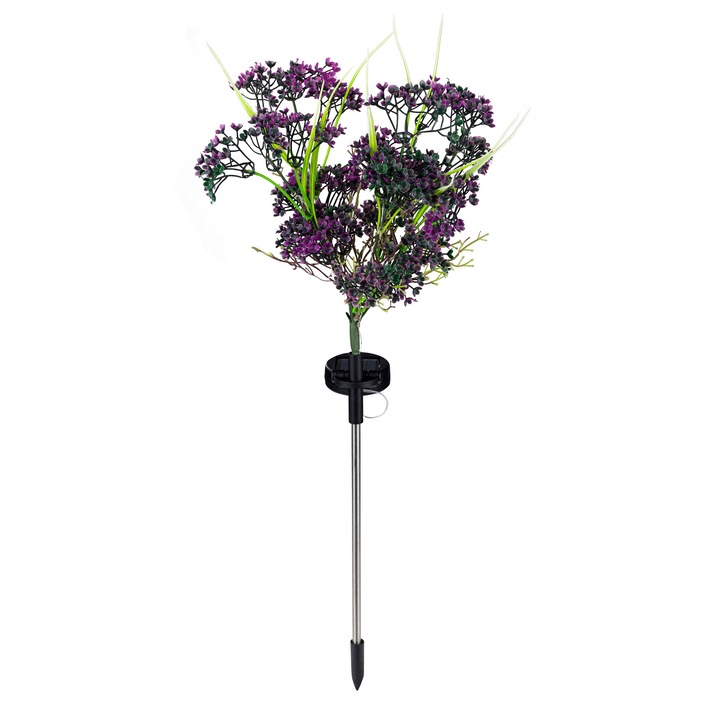 Napelemes kerti lámpa virág alakú, Haushalt, virág, 28 LED meleg szín, fém és ABS, 65 cm, IP44