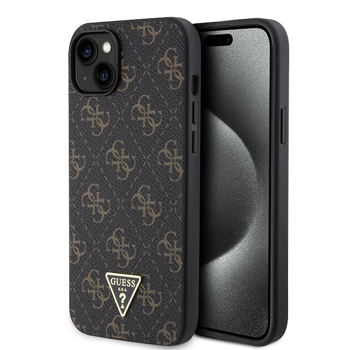 IPhone 15 Plus / iPhone 14 Plus tok - Guess Hardcase 4G háromszög fém logó (GUHCP15MPG4GPK) - fekete