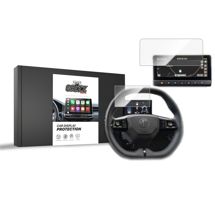 Folie de protectie ceramica Grizz Glass pentru Kia Sportage 5 GT Line, 12.3", set 2 buc, transparenta