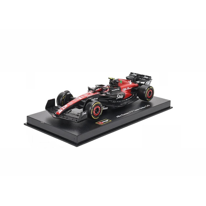 Modell autó Alfa Romeo F1 C42 Team Stake N24 2023 Guanyu Zhou kirakattal és pilótával, 1:43 Bburago Signature