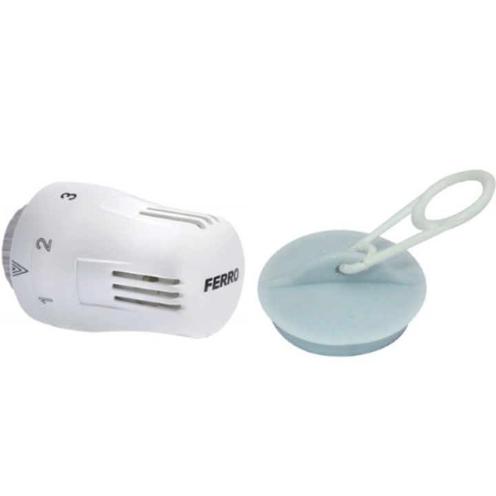 Set Cap termostatic Ferro GT10, pentru robineti termostatabili + Dop sifon cada, 43 mm