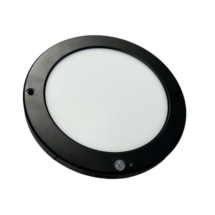 Plafoniera cu senzor de miscare Martha-18W PRO, Negru, Culoare lumina selectabila 3000/4500/6000K, 1530lm, aplicata sau incastrata