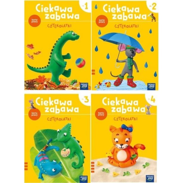 Set 4 carti cu exercitii pentru copii Ciekawa zabawa. Czterolatki, 4 ani, Nowa Era